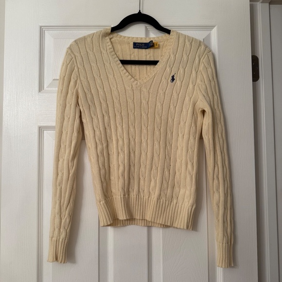 Polo Ralph Lauren Women's Cable-Knit Cotton V-Neck Sweater - Picture 2 of 6